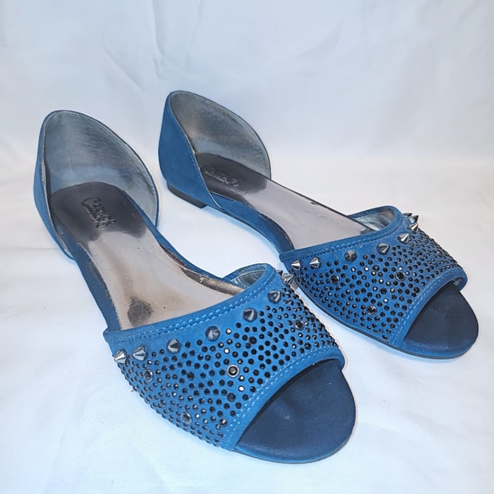 CARLOS by CARLOS SANTANA |Blue Slip On Studded Flats